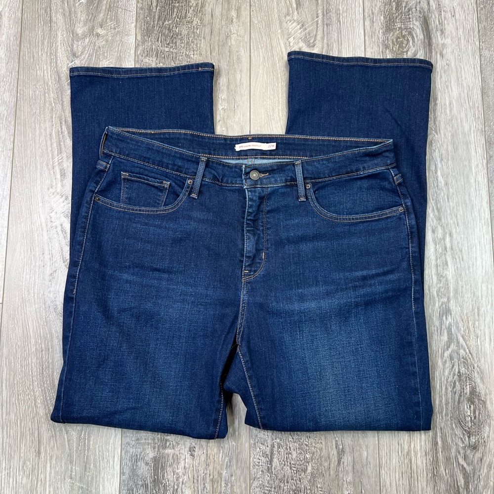 WOMENS LEVIS MEDIUM WASH STRETCH 315 SHAPING BOOT CUT BLUE JEANS 22W